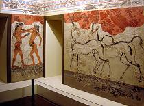 Akrotiri frescos in the National Archaeological Museum of Athens